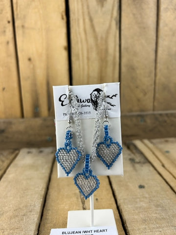 Blue/ White Heart Necklace/ Earring Set