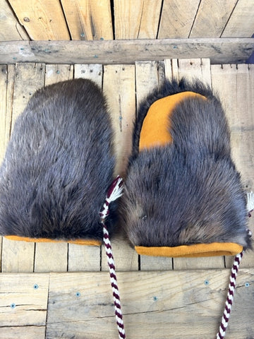 Large Beaver Fur Mitts