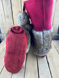 Red Stroud/ Rabbit Fur Beaded Mukluks