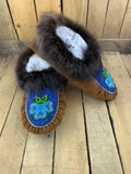 Moosehide Beaver Fur Beaded Moccasin Slippers