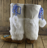 Hand Tanned Moose Hide Mukluks with Rabbit Fur